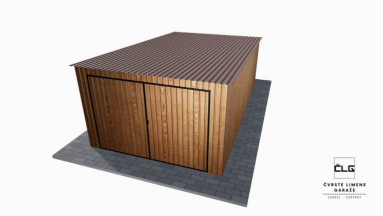 Limena garaža imitacija drva 3.5x6 m s nagibom prema natrag