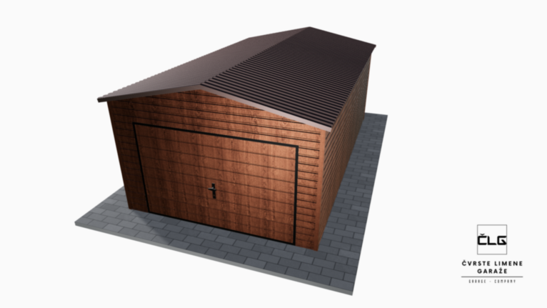 Garaža Premium imitacija drva 3.5x6 m s dvostrešnim krovom