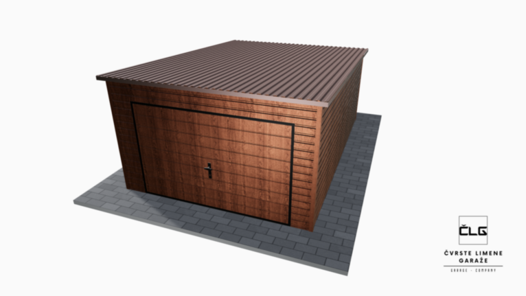 Garaža Premium imitacija drva 3.5x6 m s nagibom prema natrag