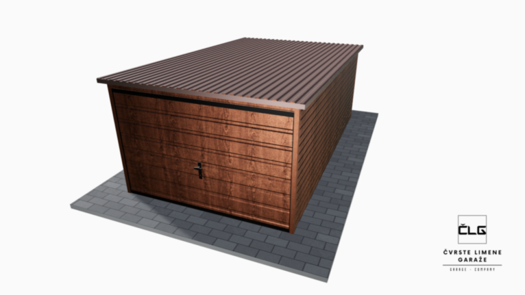 Garaža Premium imitacija drva 3x5 m s nagibom prema natrag