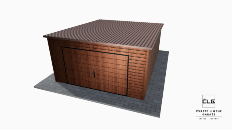 Garaža Premium imitacija drva 4x5 m s nagibom prema natrag