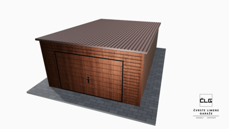 Garaža Premium imitacija drva 4x6 m s nagibom prema natrag