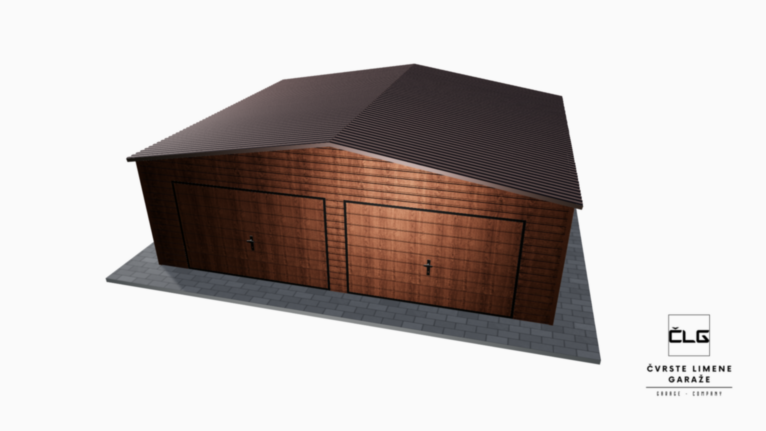 Garaža Premium imitacija drva 7x5 m s dvostrešnim krovom
