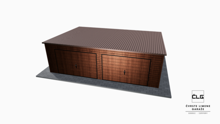 Garaža Premium imitacija drva 7x5 m s nagibom prema natrag