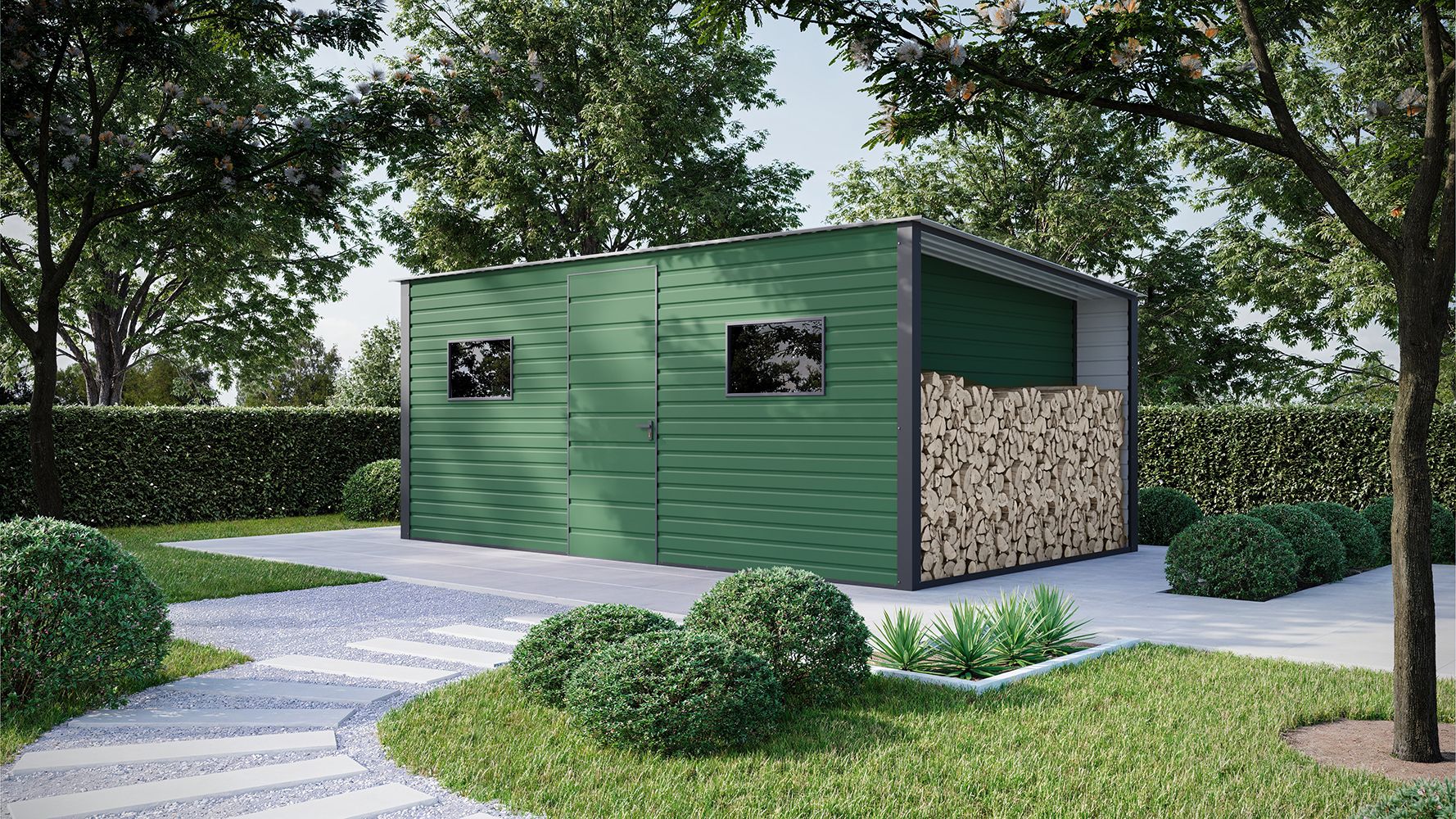 vizualizacija vrtne kućice 4.5x3 m u boji BTX3005