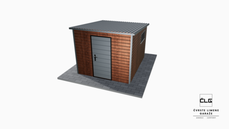 Vrtna kućica PREMIUM imitacija drva 2.5x3 m s nagibom prema natrag