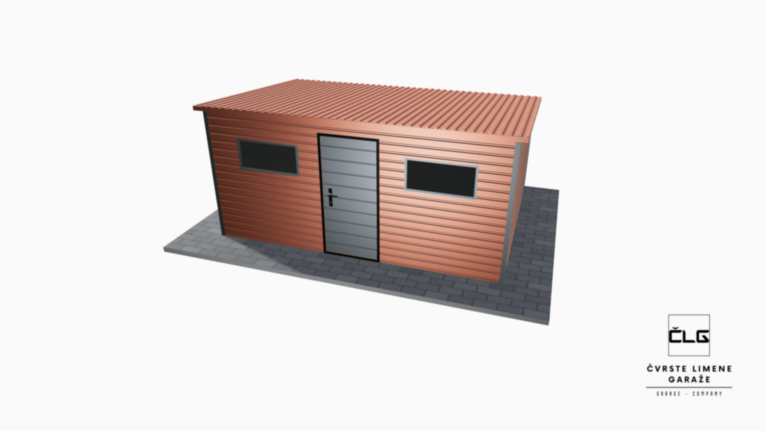 Vrtna kućica PREMIUM RAL 4.5x3 m s nagibom prema natrag